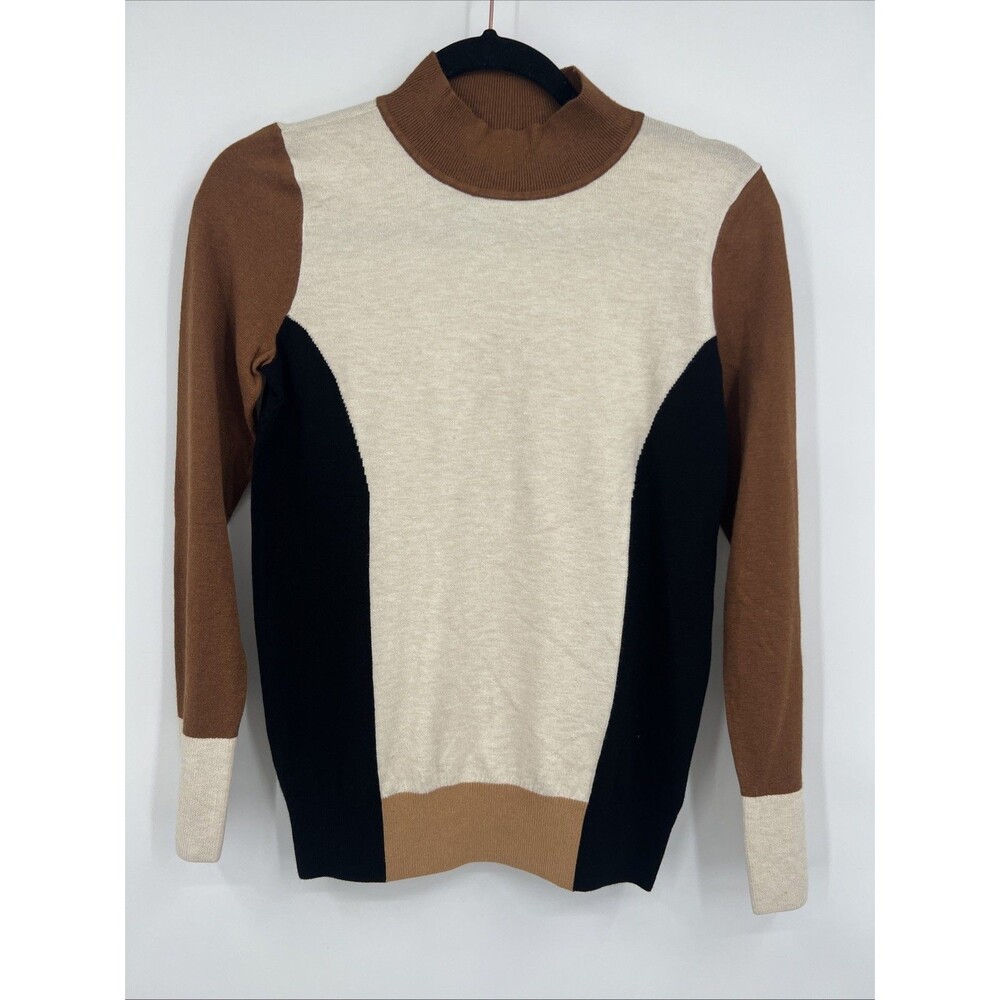 Loft New Neutral Mock Neck Sweater Size XSP Casual Cozy Soft Coastal Classic